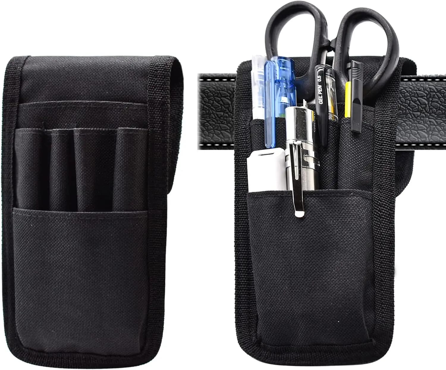 Portapenne regolabile da cintura, 2 pezzi, astuccio multifunzionale con 6 scomparti per penne, righelli, forbici e utensili