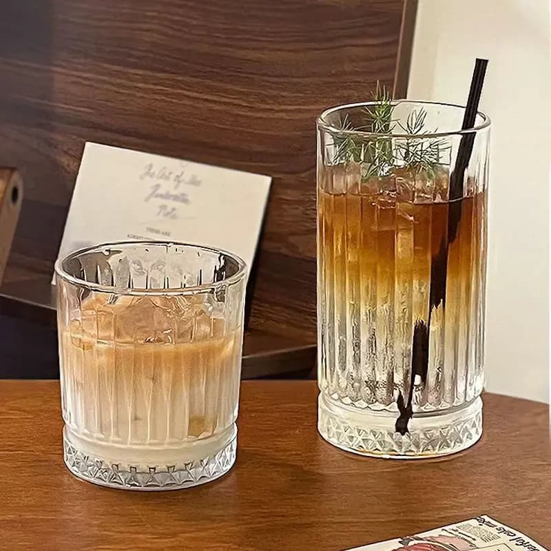 1 pz Bicchiere da Vino con Strisce Effetto Ghiaccio, Set di Bicchieri per Baijiu, Bicchieri per Dispenser di Vino Domestico, Bicchieri per Vino Straniero, Bicchieri per Whisky e Birra, Bicchierini da Shot