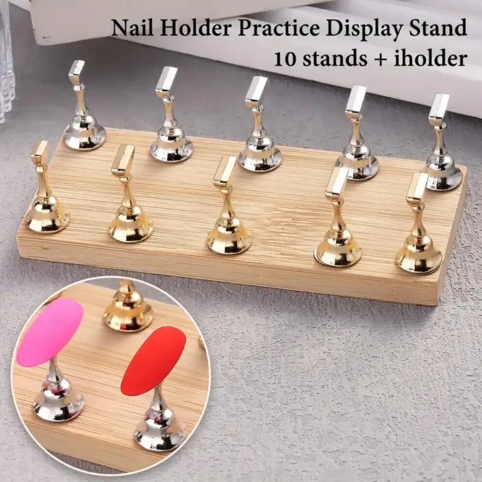 10 pezzi espositore magnetico per nail art in acrilico oro argento, supporto per unghie adatto ai principianti per accessori per kit di decorazioni per la pratica e il salone