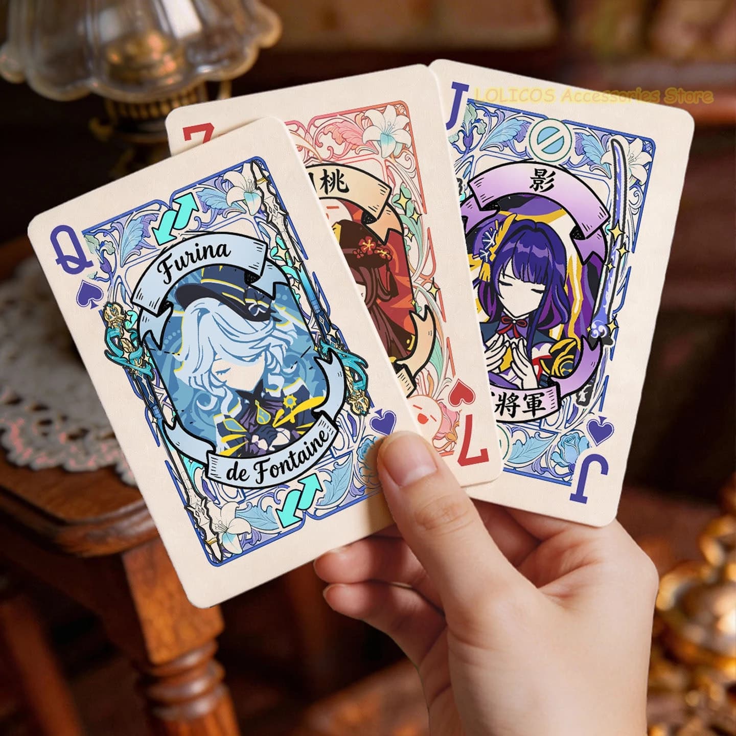 Carte da Gioco Anime Genshin Impact con Nahida, Furina, Hutao, Zhongli, Carte da Poker in Carta, Gioco da Tavolo, Collezione Creativa, Regalo per Cosplay