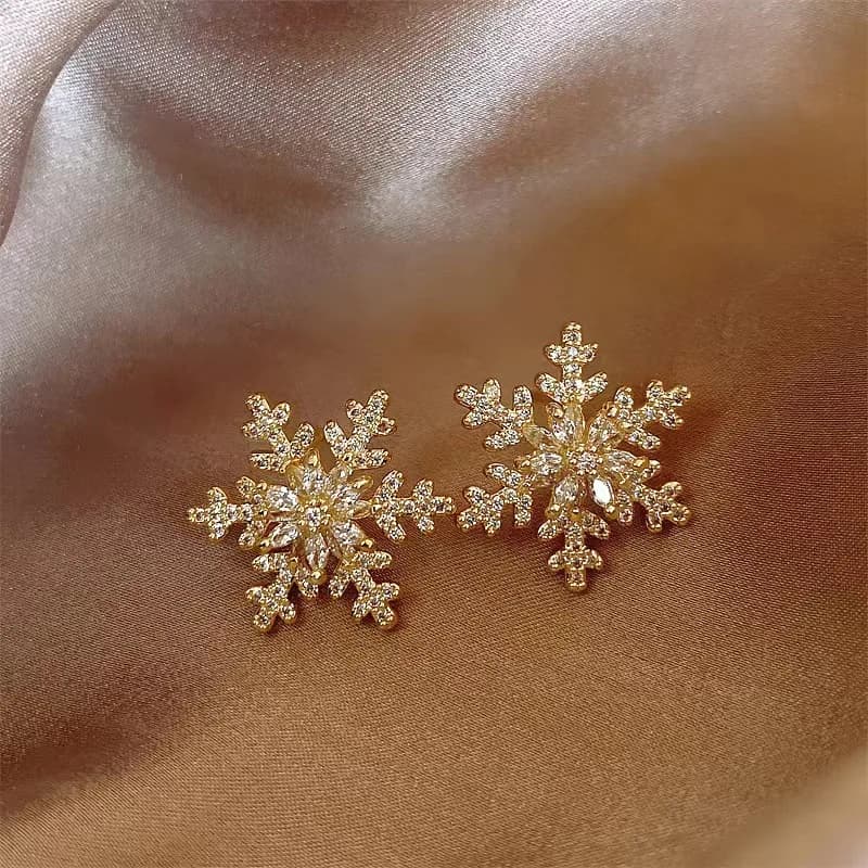 Snowflake stud earrings light luxury high-end temperament earrings women's new exquisite and unique
