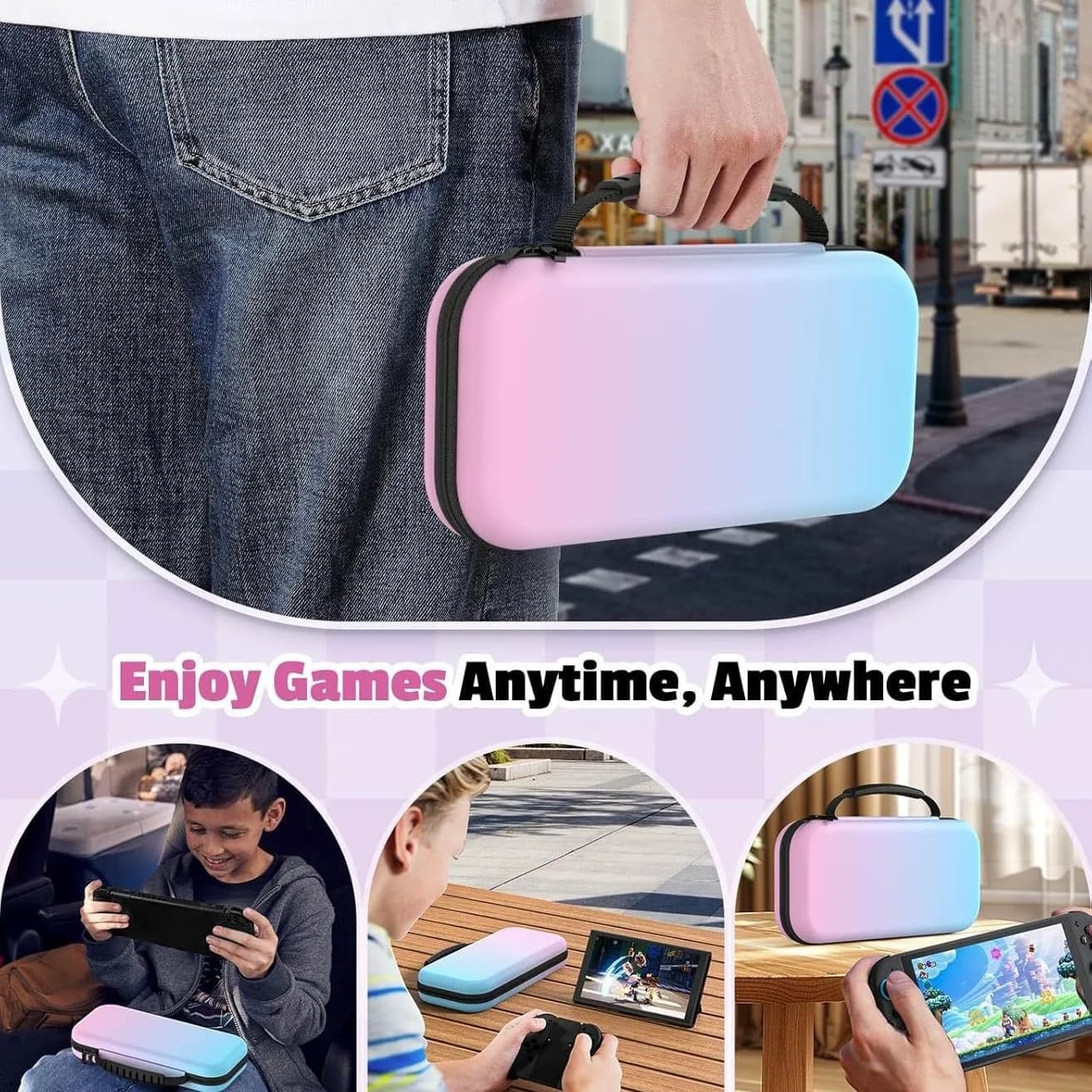Custodia per console Nintendo Switch Custodia da trasporto per Switch OLED con 20 cartucce di gioco Custodia protettiva con guscio rigido