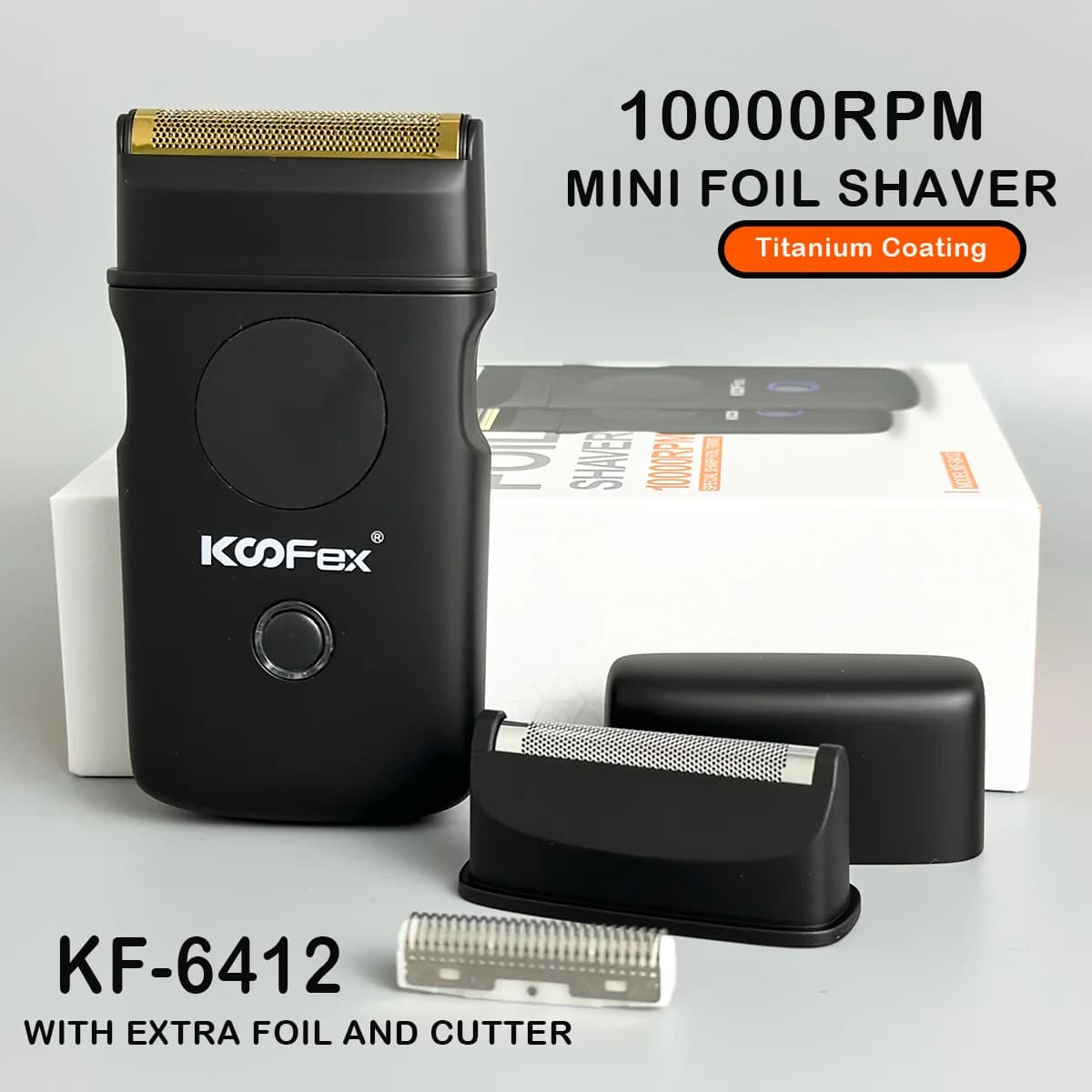 KF-6412 Foil Shaver Professional Mini Edge Razor 10000RPM Titanium Foil Blade Beards Hair Trimmer USB Men Use with Extra Foil