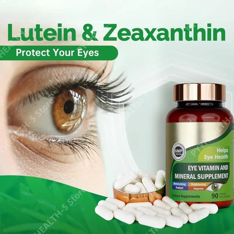 Vitamins for eyes with Lutein and Zeaxanthin, Supplement of vitamins and minerals for eye health with Vitamin C, E, Zinc and Copper, 90 Capsules