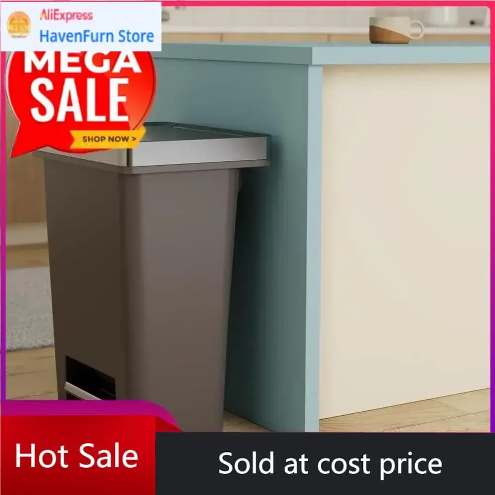 Prezzo promozionale. Promozione a tempo limitato. Contenitore per rifiuti o riciclo a doppio scomparto da 19 galloni, colore antracite, acciaio inossidabile, con coperchio.