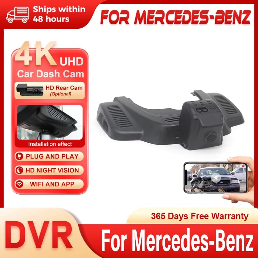 Model A UHD 4K 2160P Dash Cam For Mercedes Benz GLS (X166) GLS550 GLS500 GLS400 2016-2019, Plug And Play Car DVR Video Recorder