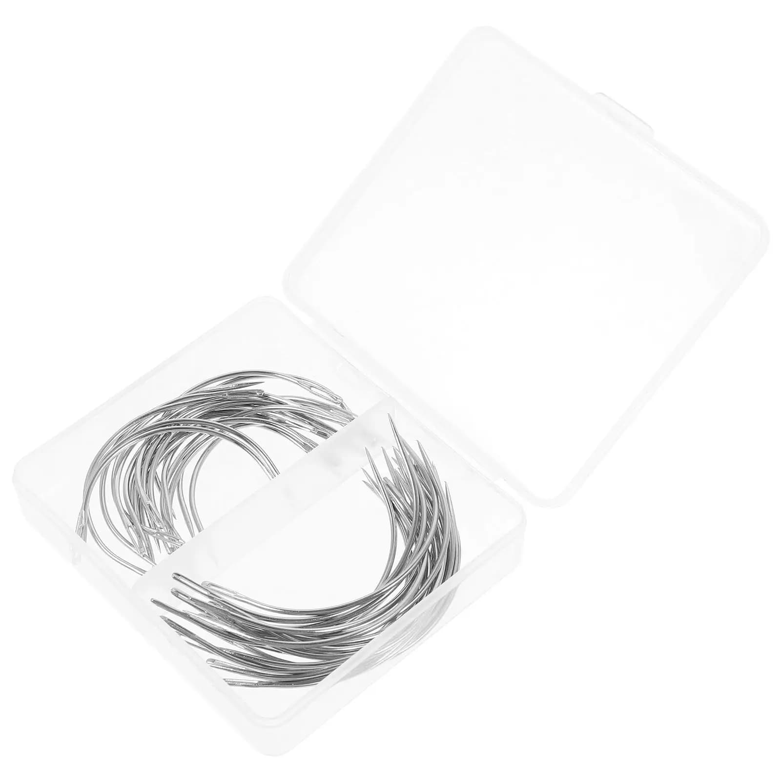 Set di 40 Aghi da Cucito Curvi in Metallo Resistente con Occhio Grande, 2 Misure (2.5 e 3.5 Pollici), Tipo C per Cucito e Riparazioni