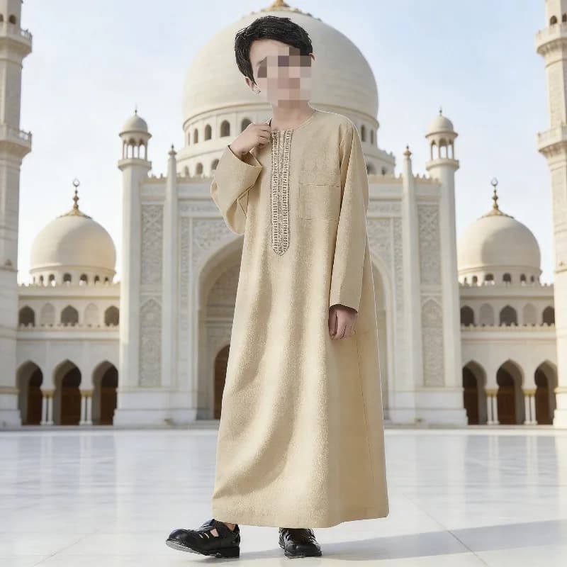 Traditional Arab Dress for Boys of the Middle East, Soft and Elegant Long Ethnic Dress for Festivals and Cultural Celebrations, Comfortable