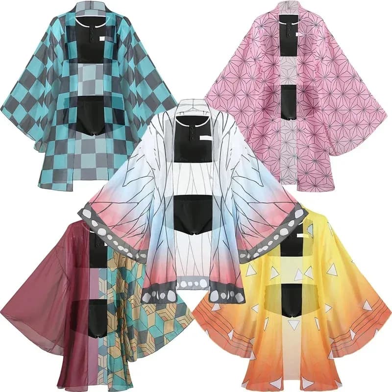 2025 Halloween Cosplay Demon Slayer Costume da bagno Kochou Shinobu Kamado Tanjirou Nezuko Costume Cosplay Kimono Bikini sexy Beach Swim