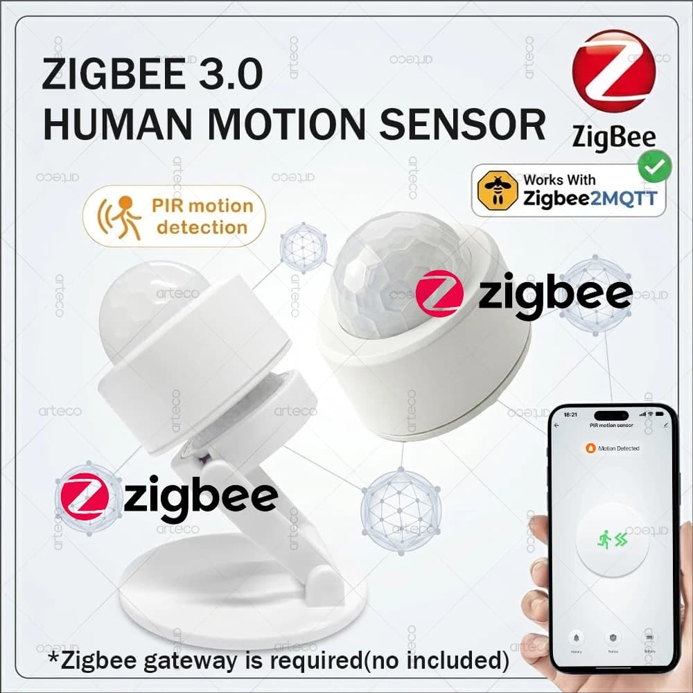 Sensore di Movimento PIR Mini Zigbee 3.0, Rilevatore a Infrarossi per Corpo Umano, Allarme di Sicurezza, Supporta Zigbee2mqtt e Home Assistant, Richiede Gateway