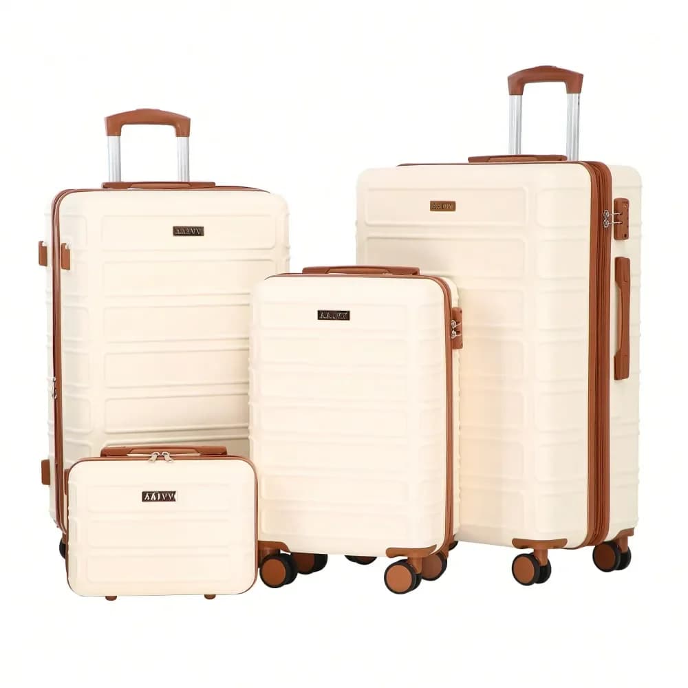 Set di 4 Valigie Espandibili, Set da Viaggio in ABS con Doppie Ruote Girevoli, Serratura TSA, Valigia Rigida Resistente, Set da Viaggio 1