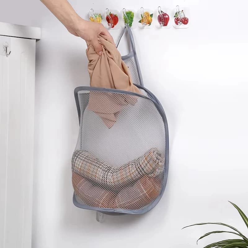 Cestino portaoggetti per vestiti sporchi da appendere al muro Cestini pieghevoli per vestiti da bagno Tasca in rete per vestiti sporchi Borsa a rete per organizer per lavanderia