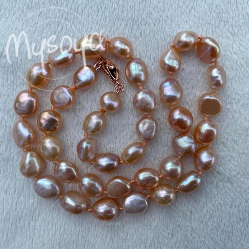 MYSOYA Collana di perle barocche rosa da 8-9 mm per moglie/mamma, adatta per matrimonio/cena/regalo per la festa della mamma A0511