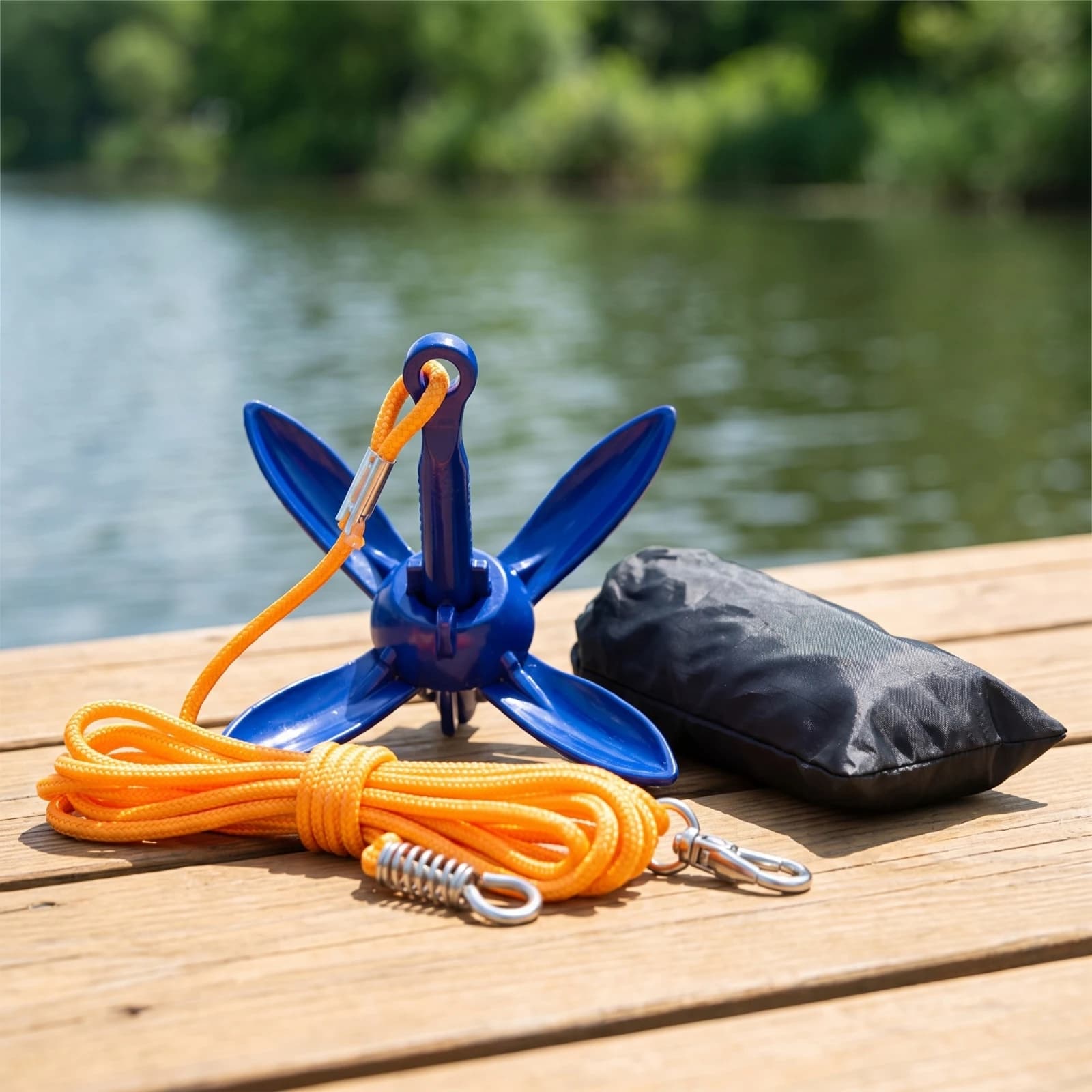 Folding Kayak Anchor with Rope Foldable Folding Boat Anchor-Grade Compact Lightweight for Kayakers Kayak Fishing Boaters