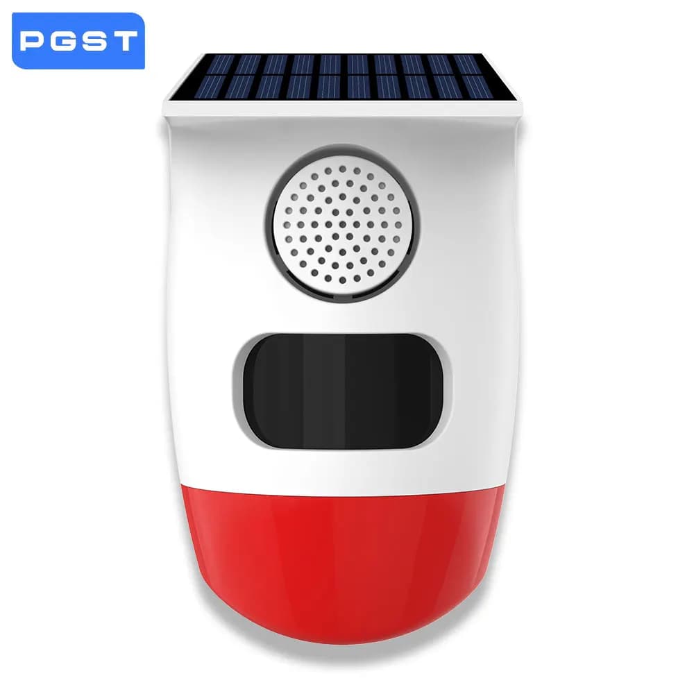 Rilevatore di allarme solare PGST Tuya Smart Life PIR Sensore di movimento a infrarossi Sirena Corno Protezione di sicurezza domestica Impermeabile esterno