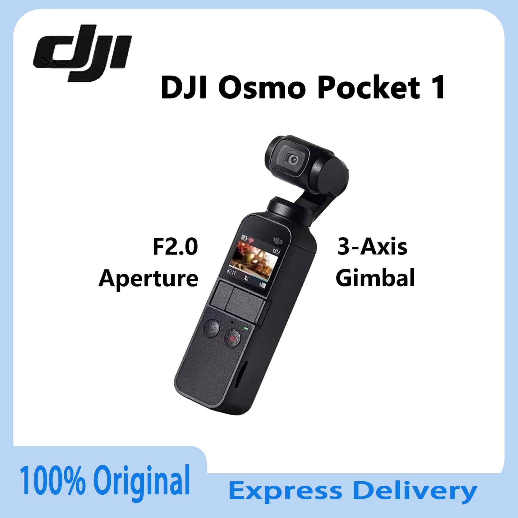 DJI Osmo Pocket 1 Originale, Gimbal Compatto a 3 Assi, Videocamera con Bitrate Elevato di 100Mbps, con Scheda di Memoria per Cattura Quotidiana