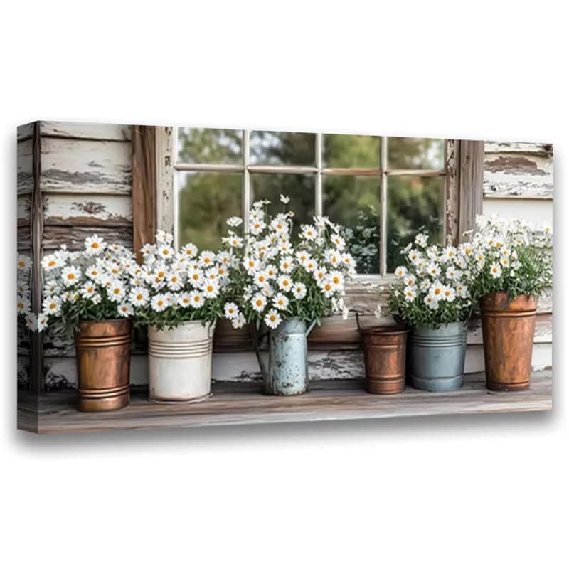 5D DIY White Daisy Flowers Diamond Art Kits For Adults, Paint By Diamonds Dot Full Drill Gem Art Crafts,Home Wall Decoration