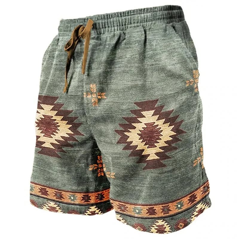 Adult Retro-Style 3D Printed Men's Quick-Drying and Breathable Shorts for Summer Sports and Casual Wear, Beach Pants