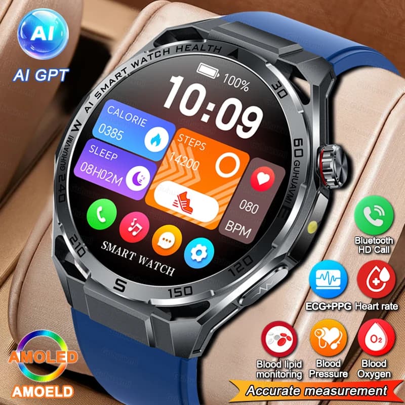 Smartwatch ECG di Alta Gamma per la Salute, Orologio Intelligente per Uomo e Donna con Monitoraggio di Pressione Sanguigna, Lipidi, Ossigeno nel Sangue, Analisi Corporea e Acido Urico