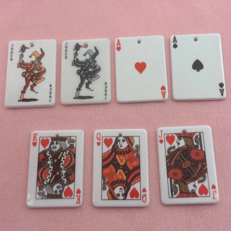 10 pezzi di ciondoli in acrilico a forma di poker per fai da te, orecchini, portachiavi, materiale per ciondoli con fori
