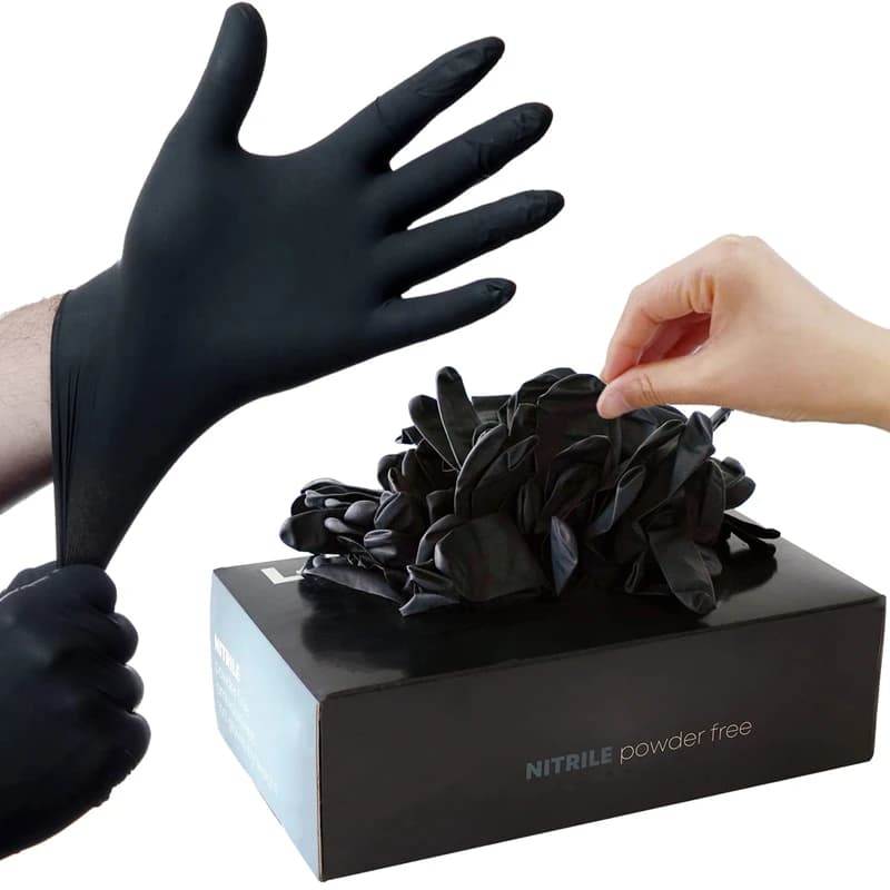 20/50/100PCS Guanti in nitrile nero monouso senza lattice Guanti per la pulizia della casa Texture Meccanico Tatuaggio Tinture per capelli Guanti di bellezza
