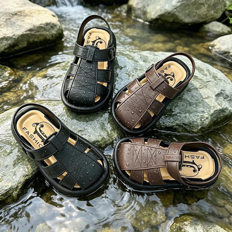 Sandali Classici Romani per Ragazzi con Punta Chiusa, Suola Morbida Antiscivolo, Traspiranti, Scarpe Estive Casual da Spiaggia e per Uso Quotidiano