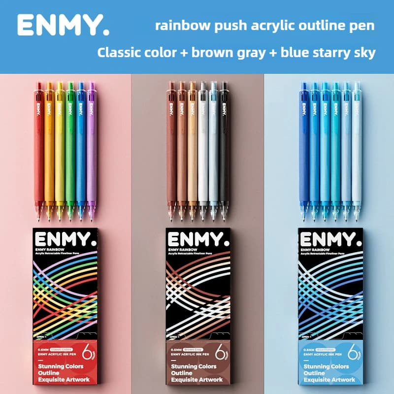 ENMY 48/10 colori acrilico arcobaleno penna gel colore non sbavature non salta punta fine 0,6 mm penna artistica materiale scolastico per ufficio cancelleria