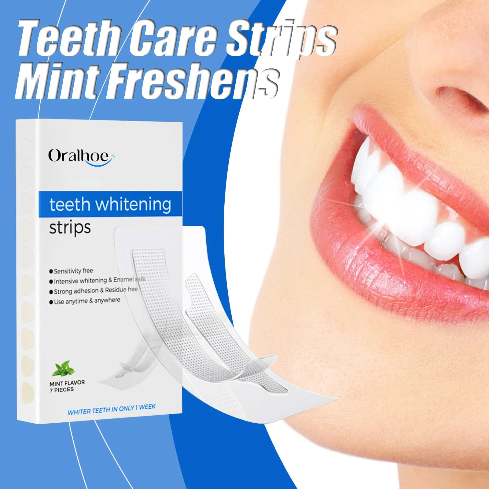 Teeth care strips Fresh mint breath removes stains Yellow tooth paint Deep cleaning Teeth care Teeth strips 7 pcs/box