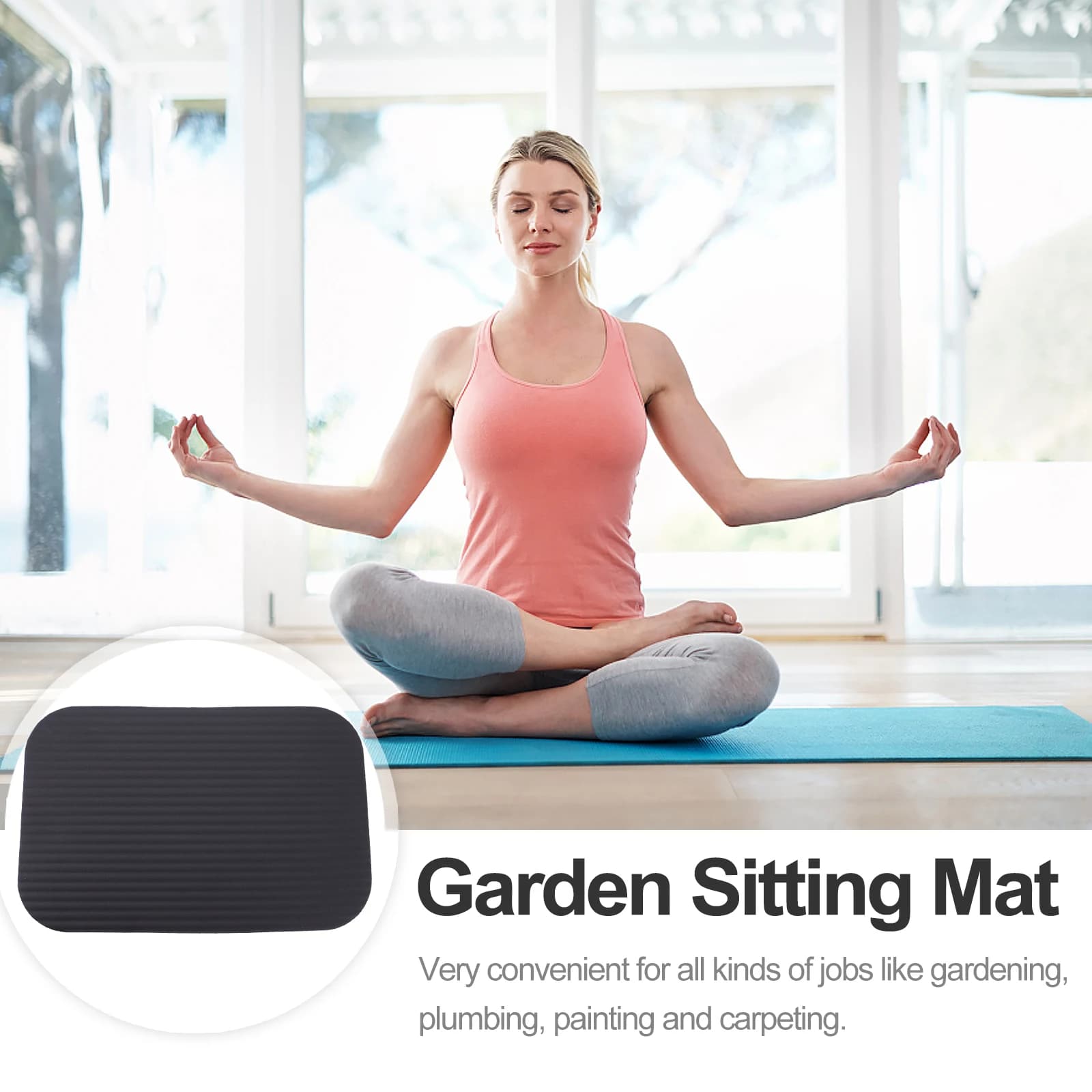 1pc Garden Knee Pad 29x19x1.5cm Black NBR Yoga Mat for Hydraulic Gardening Painting Carpet Tradesmen Knee Pad