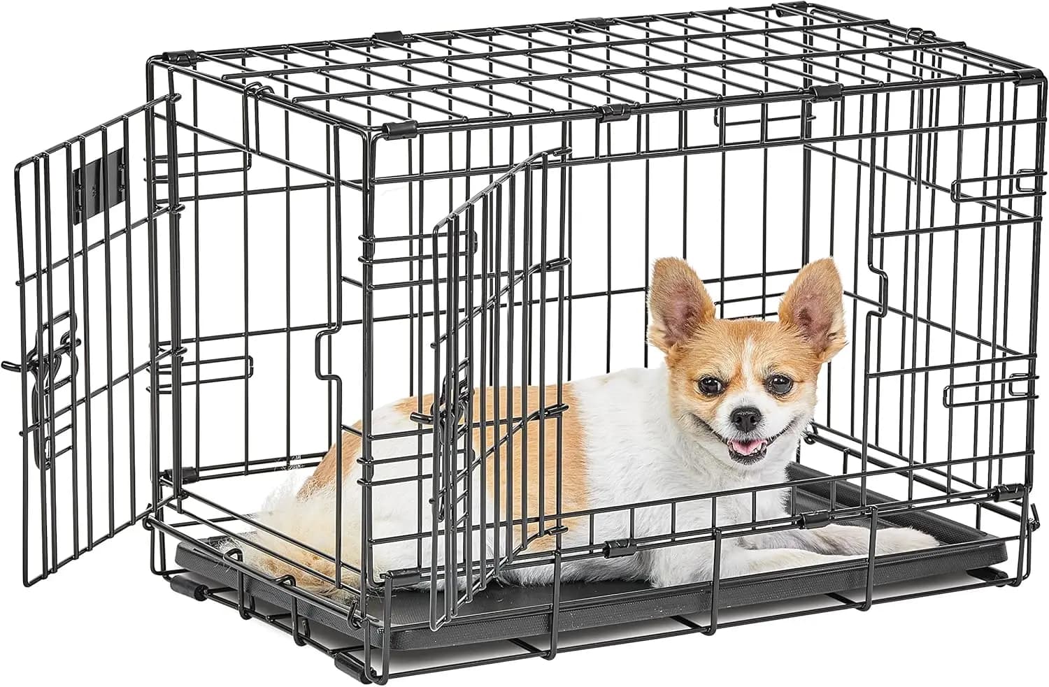 Trasportino Pieghevole per Cani da 22 Pollici con Doppia Porta, Vassoio Anti-Perdita, Pannello Divisorio, Sicurezza Migliorata per Facile Trasporto e Protezione dell'Animale