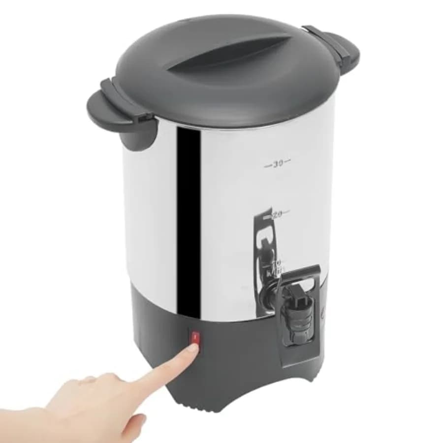 5.2L Stainless Steel Coffee Urn, 30-Cup Electric Coffee Maker, 1000W Fast Heating Beverage Dispenser Stainless Steel Coffee Mak