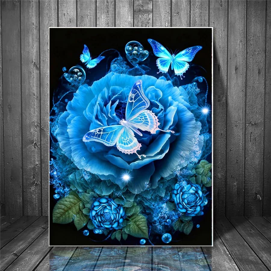 Blue Rose Diamond Painting Set Adult Butterfly Diamond Art embroidery full drill cross stitch home decor 5D DIY handmade gift