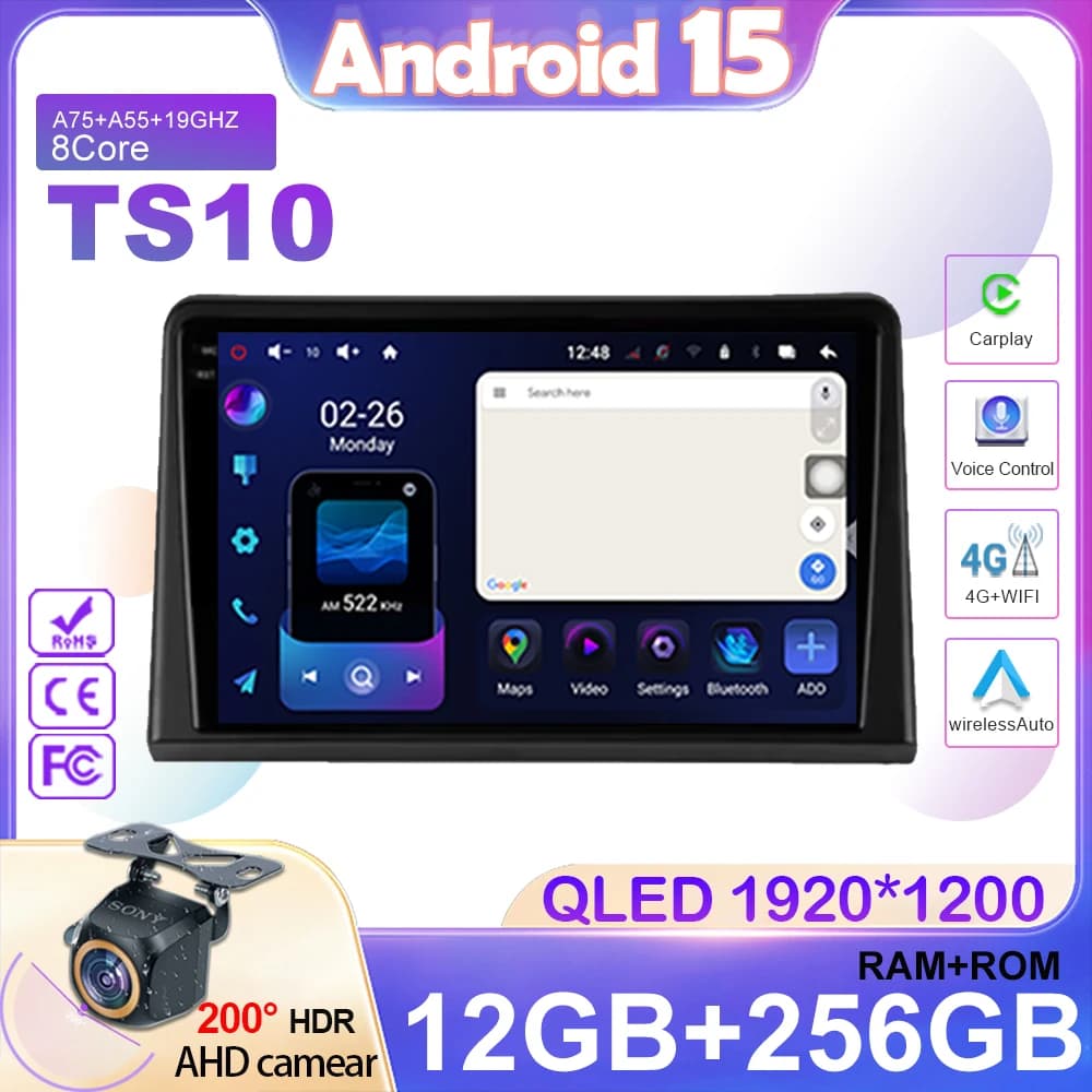 Autoradio Per Renault Express 2021 2022 Lettore Multimediale Stereo GPS WIFI + 4G wireless Carplay Auto video 360 Macchina Fotografica Android 15