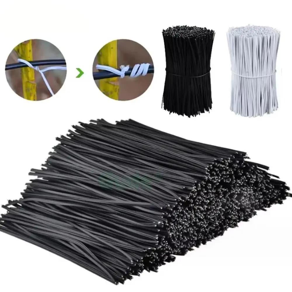 1000 Pezzi Fascette Riutilizzabili in Plastica con Filo Metallico, Organizzatori per Cavi Resistenti, Bianco e Nero, per Artigianato