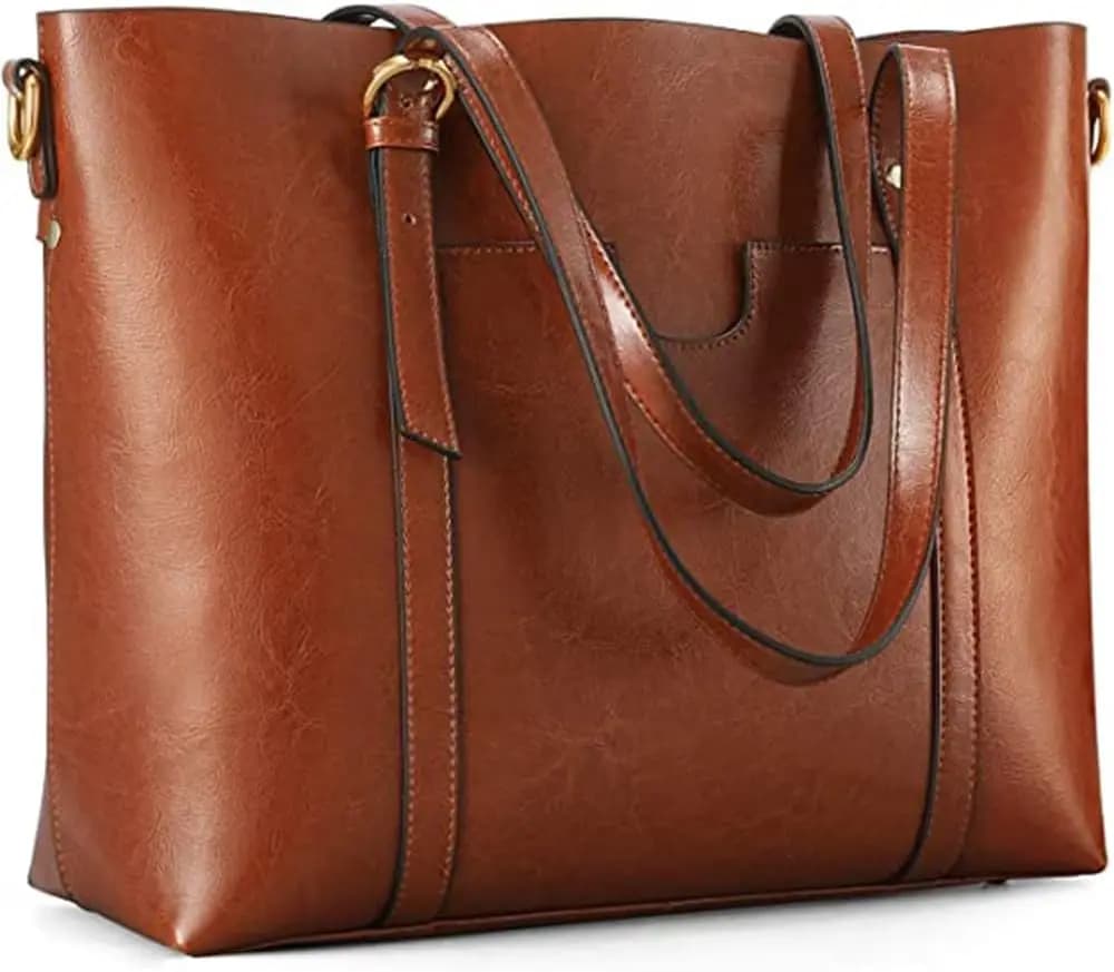 Vintage Women's Leather Tote Bag, Soft Shoulder Bag with Upper Handle, Big Hand Bag