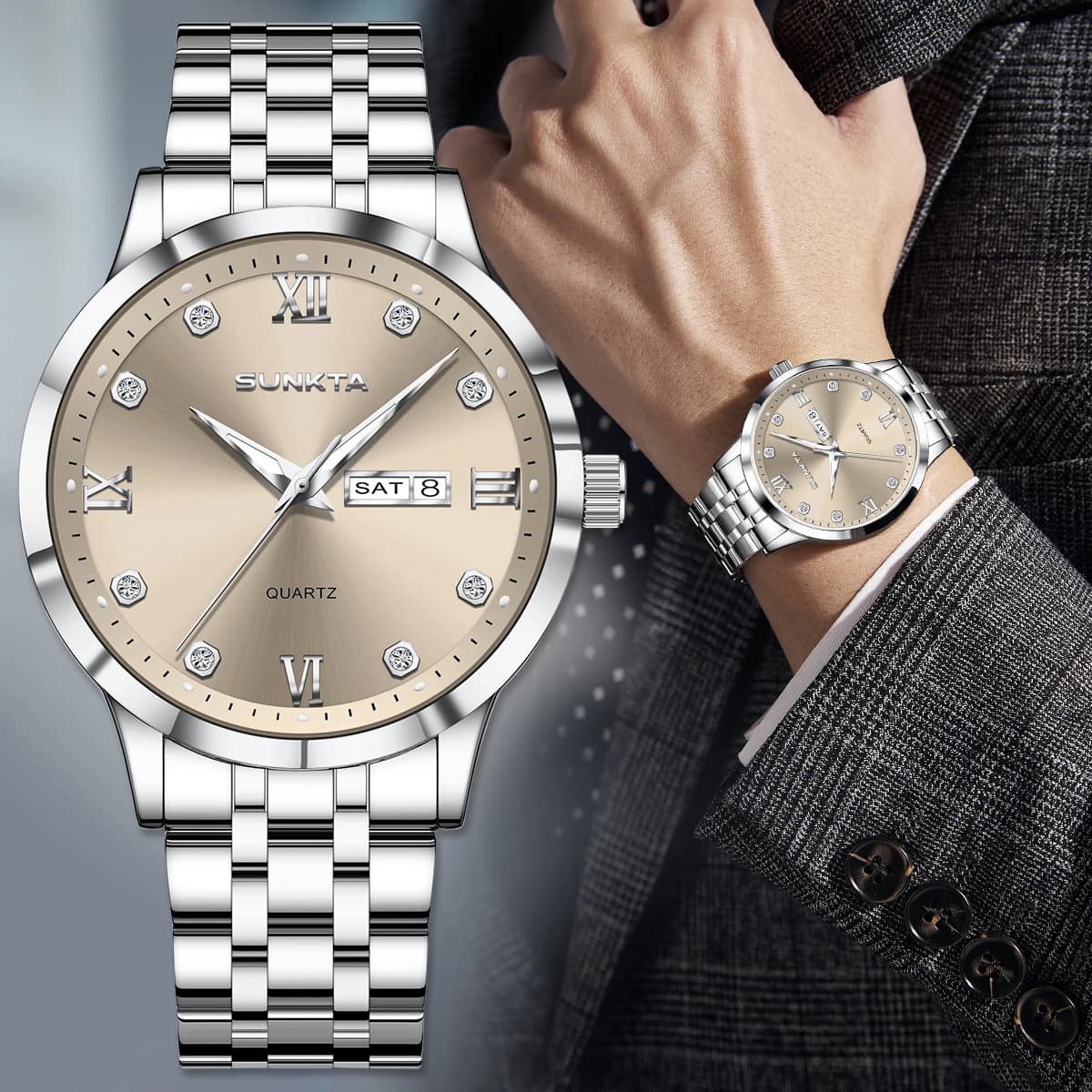 LIGE Men's Watches Business Original Quartz Watch for Man Waterproof Luminous Date Week Clock Stainless Steel Male Wristwatch