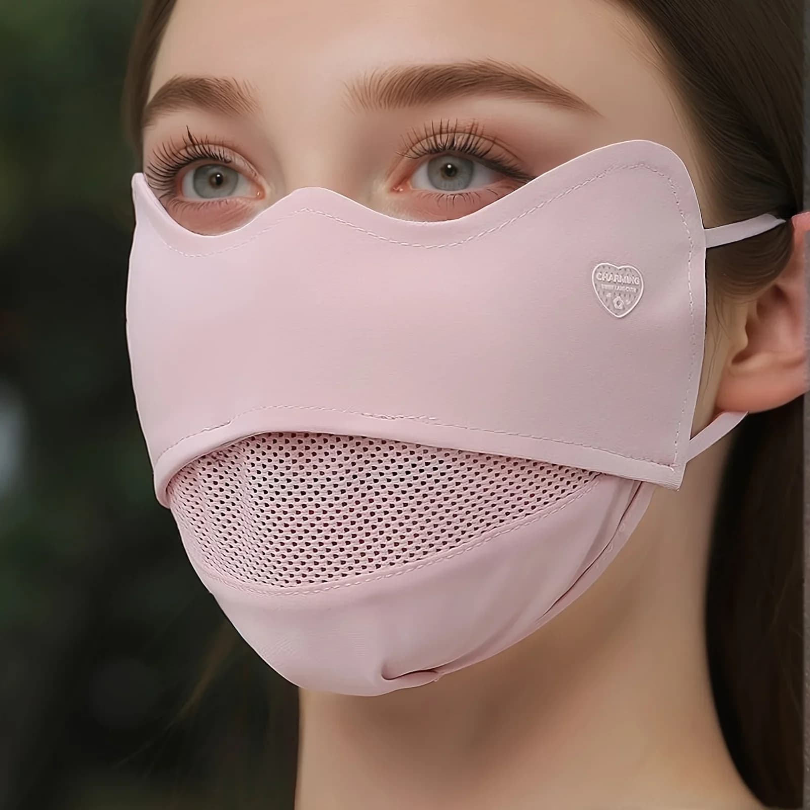 Summer Ice Silk Sun Protection Face Mask Women's Thin Breathable Large Size UV Protection Eye Corner Guard New 2026 Model Pink