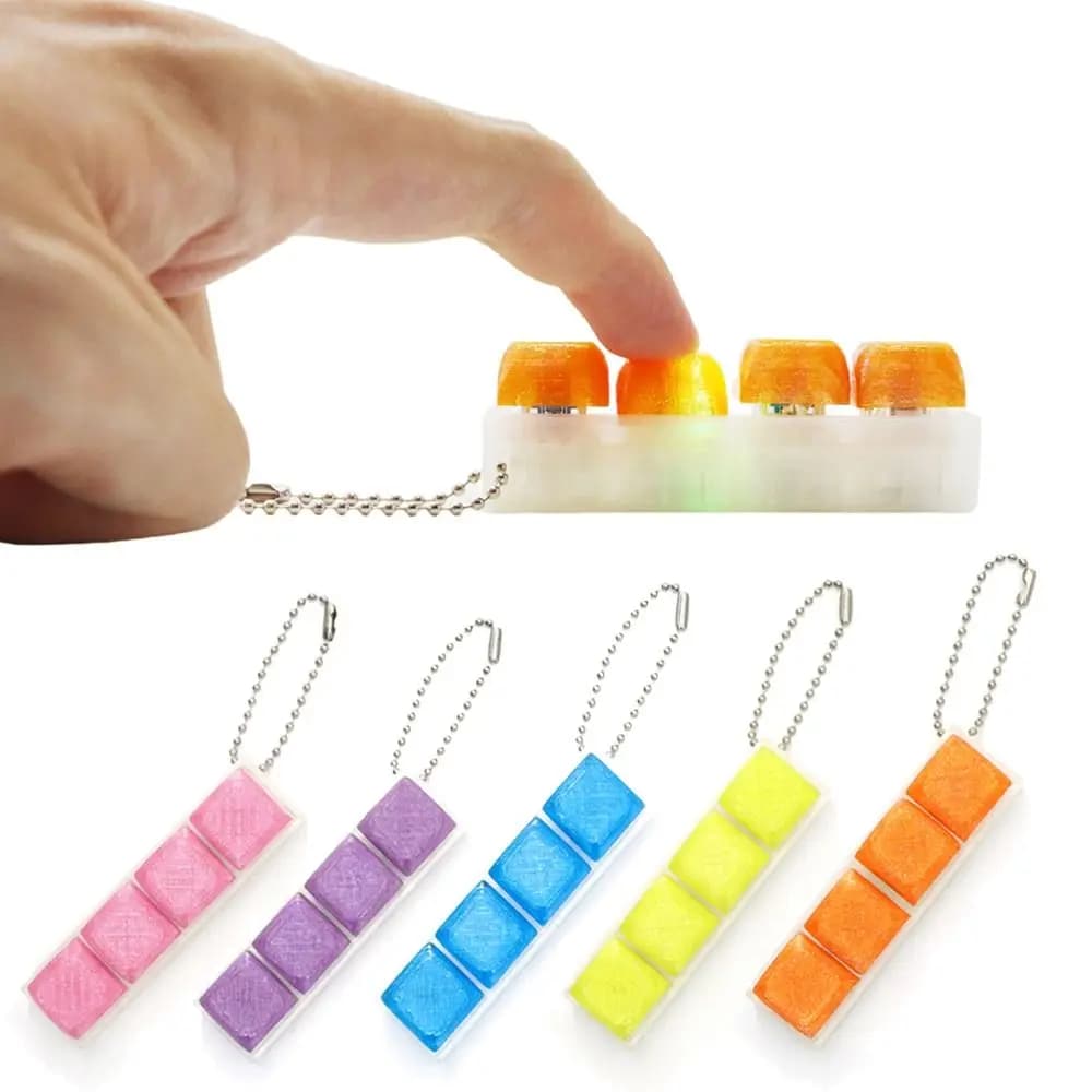 4/9 Keys Mechanical Keyboard Keychain Push Button Luminous Light Fidget Keyboard Keyring Comfortable Touch Pinch Toy