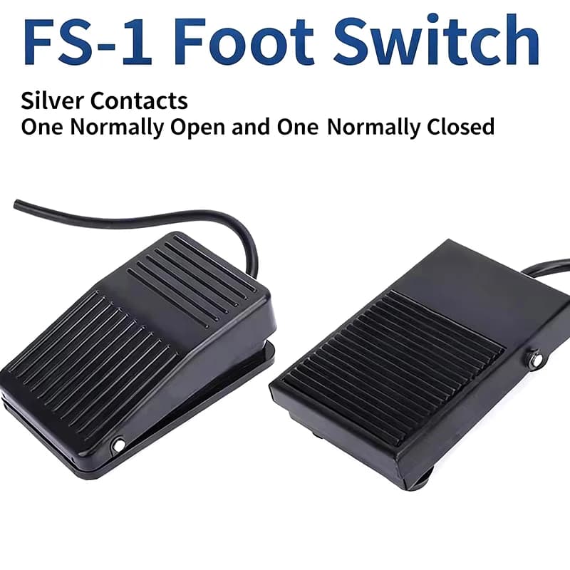 Foot Pedal Switch TFS-1, Heavy Duty 10A 250V/380V, Self-Resetting , Metal/Plastic Shell for Industrial Control Machine control