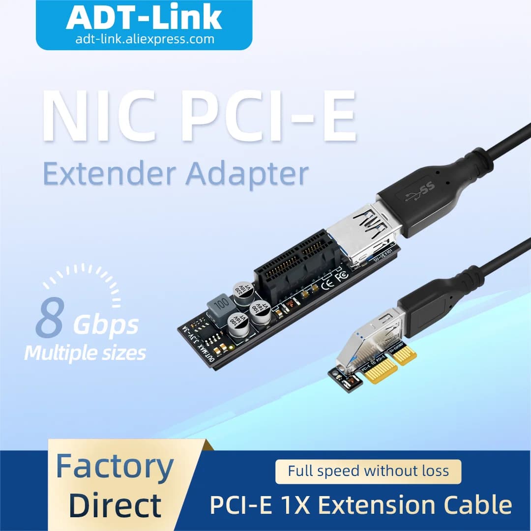 0.3/0.6m PCIe X1 Extension Cable PCI-E 1X Riser Adapter PCI-E Expansion Card For Network Card Video Capture Card Extender