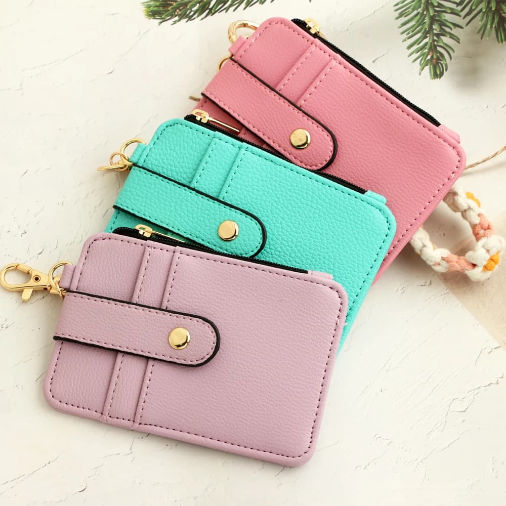 Portachiavi in pelle pu con perline in Silicone portachiavi con porta carte di credito da polso per donna con bracciale rigido