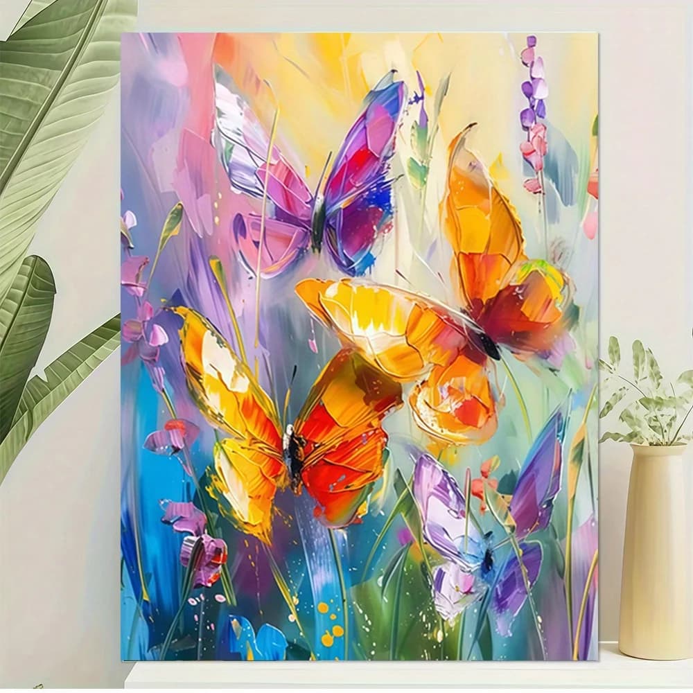 Butterfly on a Flower Posters, Canvas Print, Frameless - for Home Living Room Wall Decoration and Gifts