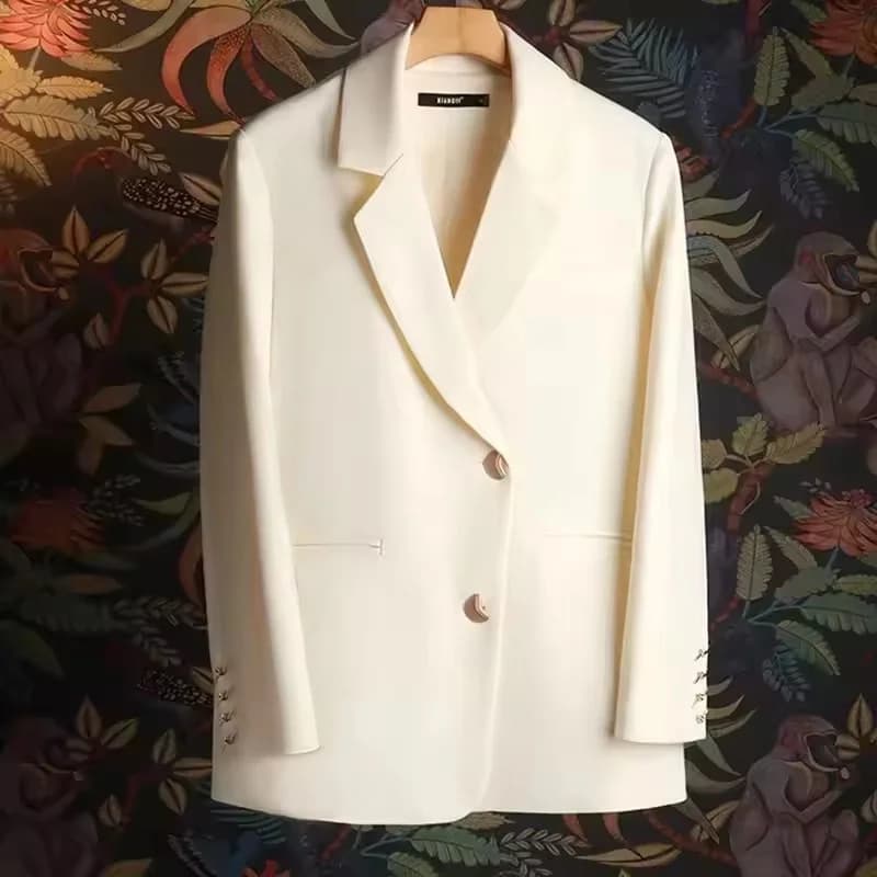 Women Korean Blazer Coat 2026 Spring Autumn Temperament Long Sleeve Ladies Suit Jacket High Quality Design Sense Lady Outerwear