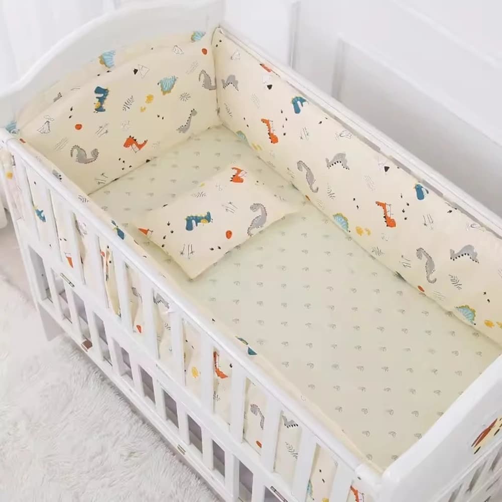 6 pezzi multifunzionale cama infantil Baby Safe Paracolpi per lettino Set biancheria da letto per culla per ragazze ragazzi (4 paraurti + lenzuolo + cuscino)