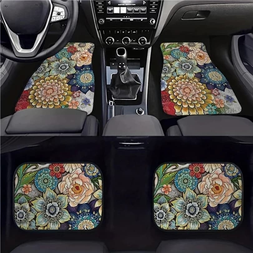 Set of vintage Nordic Car Mats and Mats Cross-border Dirt Resistant Mats and Mats in Four Pieces