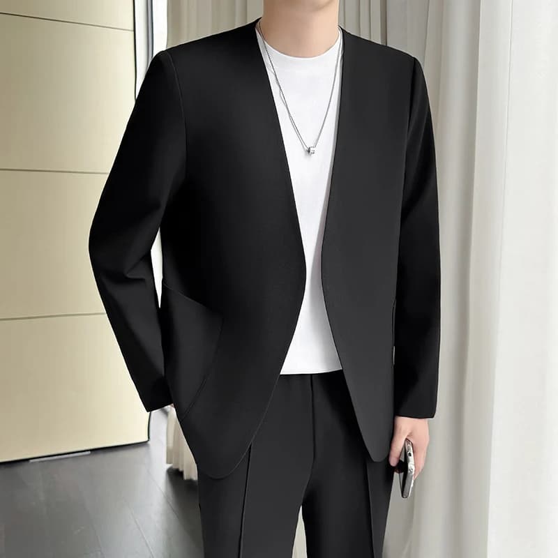 Blazer Casual Sottile Senza Collo a Maniche Lunghe Autunno 2026 - Blazer Giovanile di Tendenza