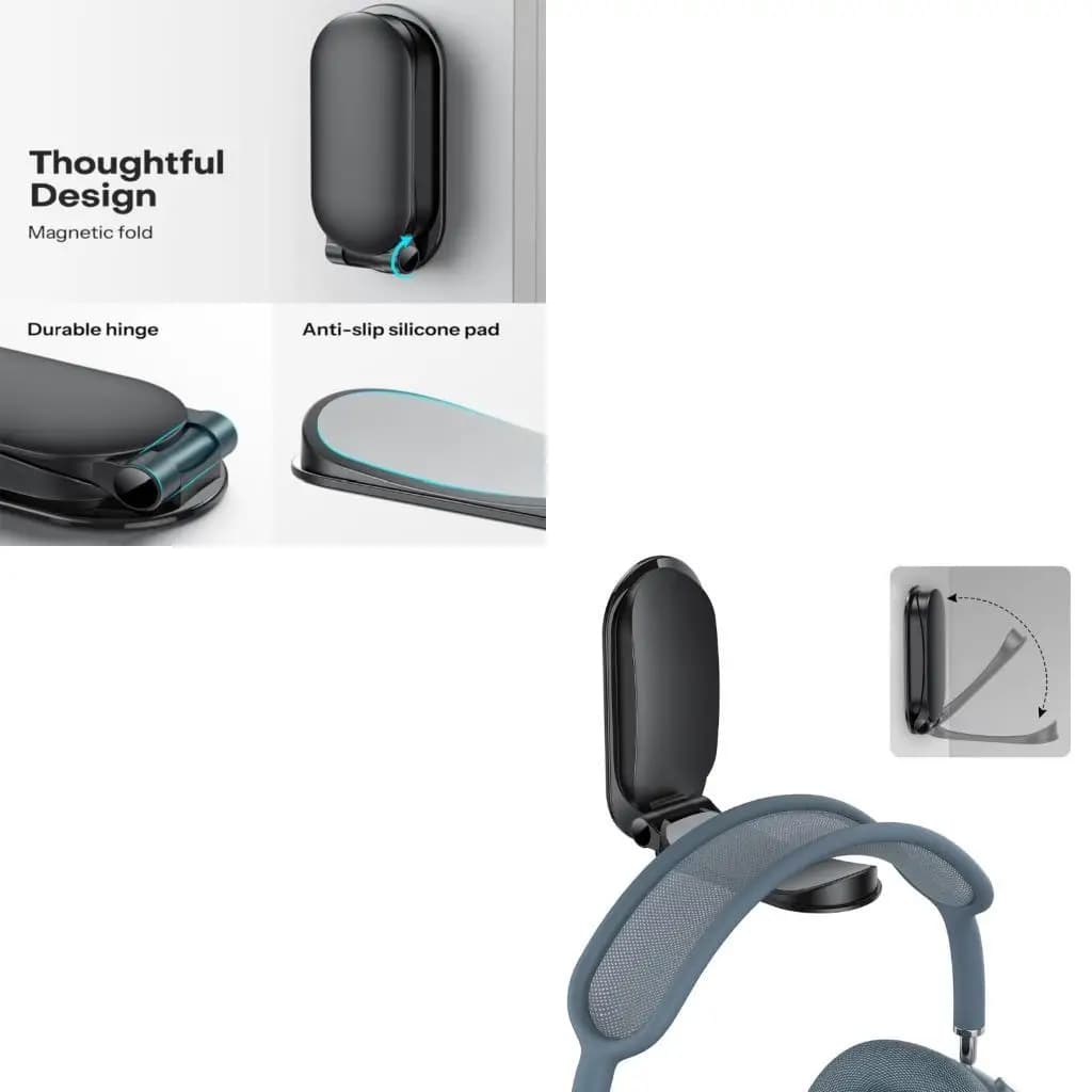 Wall Mount Headphone Holder with NonSlip Silicone Pad for Gaming Room and Office Desk D2RC