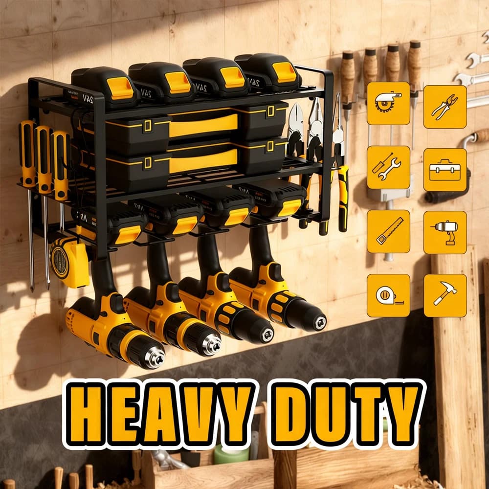 Supporto per Utensili Elettrici, Porta Trapano a Muro, Organizzatore per Utensili da Officina, Mensola Porta Attrezzi, Chiavi, Cacciaviti, per Casa e Officina