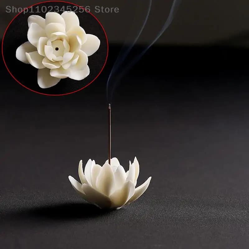 Bruciatore di incenso di loto bianco In ceramica decorazioni per la casa porta bastoncini buddista aromaterapia incensiere uso In ufficio Teahouse