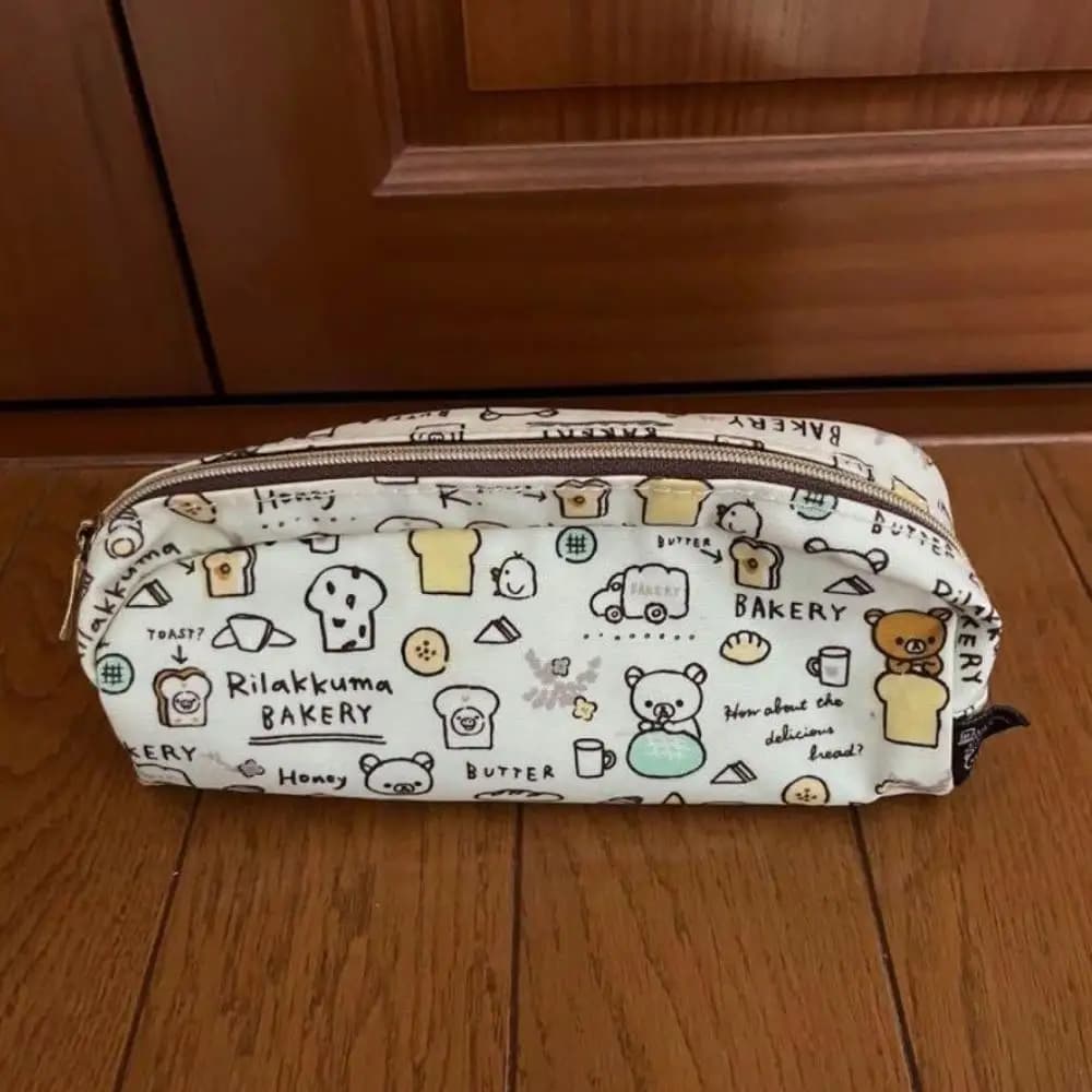 Rilakkuma Bakery Series Borsa portaoggetti per cancelleria Borsa in tela Astuccio in stile giapponese Cartoon Periferiche anime Regali per bambini